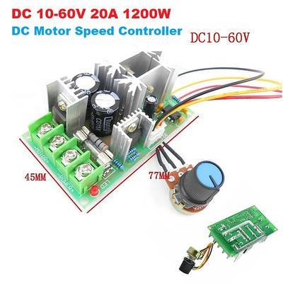 Oumefar DC 10-60V Motor Speed Controller 20A Waterproof PWM Pulse Width Modulator With Delicate And Practical Waterproof Shell For Indoor Outdoor Use
